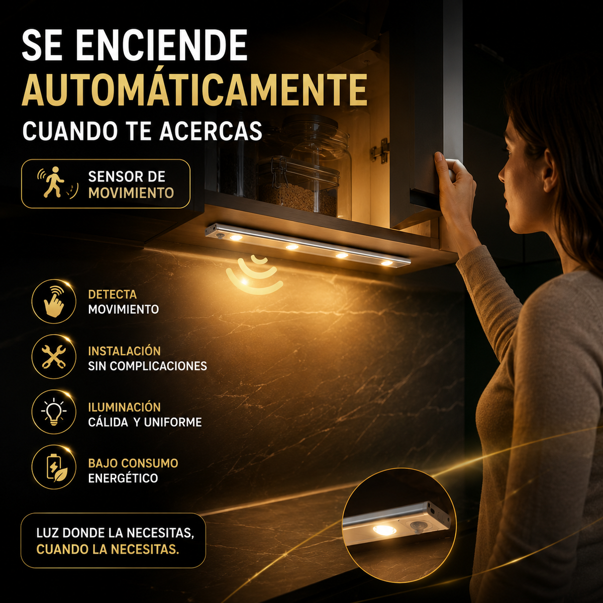 Barra Led Modern - con sensor 50cm