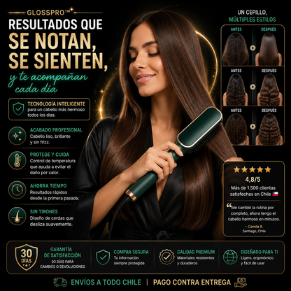 Cepillo Alisador Multifuncional GlossPro™ | Alisado Profesional al Instante - BenedettoCL