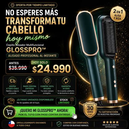 Cepillo Alisador Multifuncional GlossPro™ | Alisado Profesional al Instante - BenedettoCL