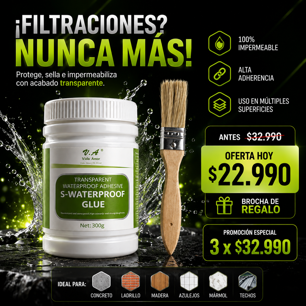 Sellador Adhesivo Impermeable AquaSeal Pro™ 300G