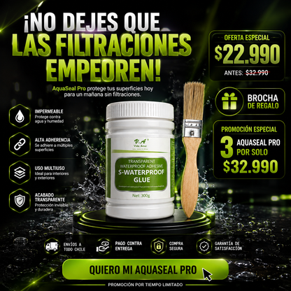 Sellador Adhesivo Impermeable AquaSeal Pro™ 300G | Repara Filtraciones y Grietas en Minutos - BenedettoCL