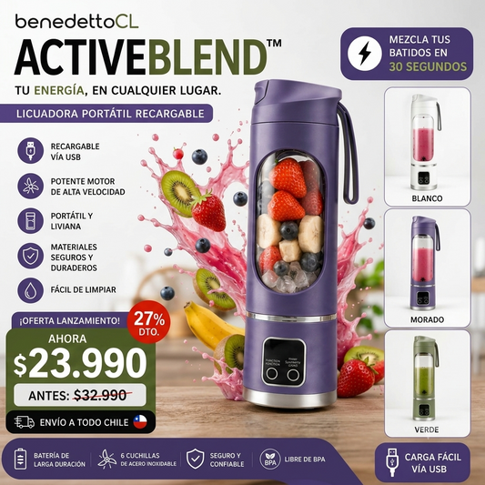 ActiveBlend™ by BenedettoCL | Licuadora Portátil Recargable USB