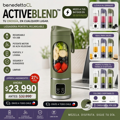 ActiveBlend™ by BenedettoCL | Licuadora Portátil Recargable USB