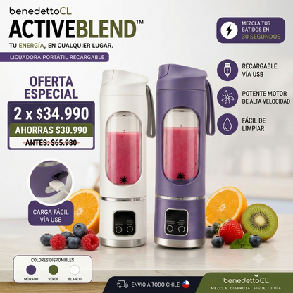 ActiveBlend™ by BenedettoCL | Licuadora Portátil Recargable USB